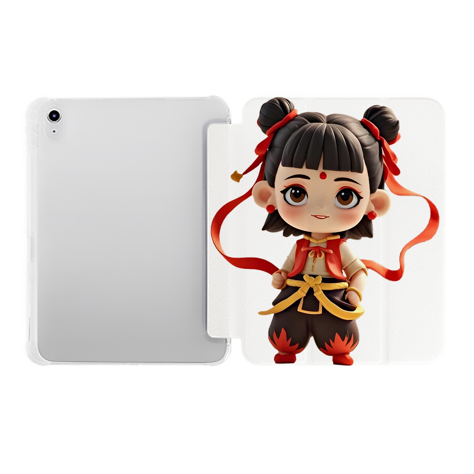 （画像用） Ne Zha 2 ナタ 魔童の大暴れ IPad ケース ペン収納付き 三つ折りスタンド PUレザー×シリコン 対応機種9.5/10.5/10.9インチ